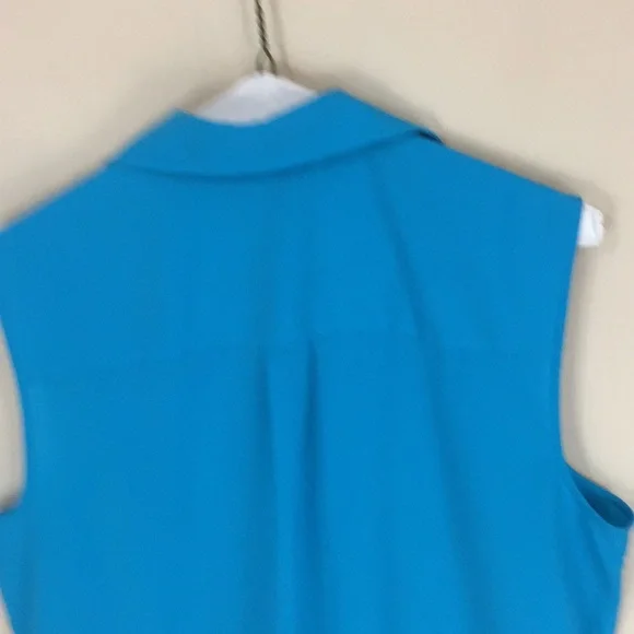 Talbots Factory Turquoise Sleeveless Button Down Top Size Large - Picture 4 of 9